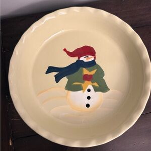 Nantucket Snowman Stoneware Pie Dish – 10”